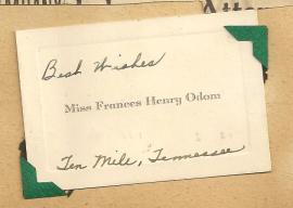 Calling Card Miss Frances Henry Odom