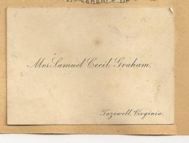 Calling Card Mrs Samuel Cecil Graham